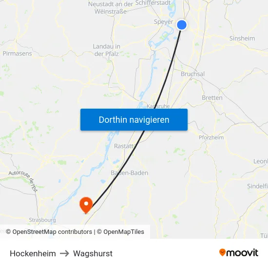 Hockenheim to Wagshurst map