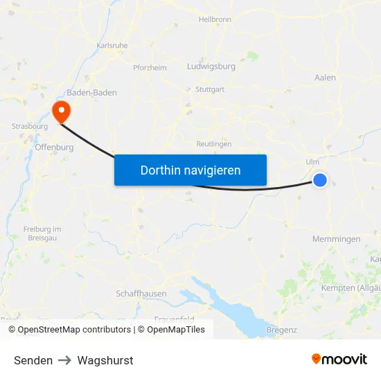 Senden to Wagshurst map