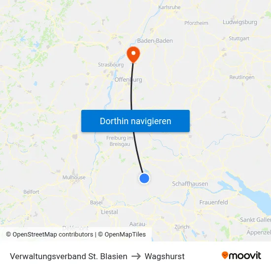 Verwaltungsverband St. Blasien to Wagshurst map