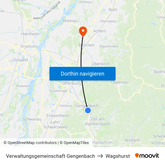 Verwaltungsgemeinschaft Gengenbach to Wagshurst map