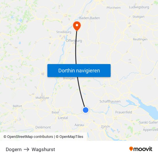 Dogern to Wagshurst map