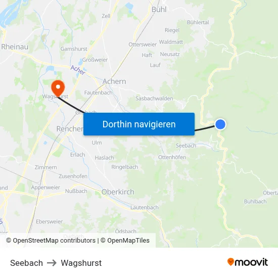 Seebach to Wagshurst map
