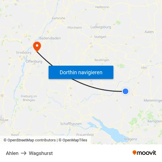 Ahlen to Wagshurst map
