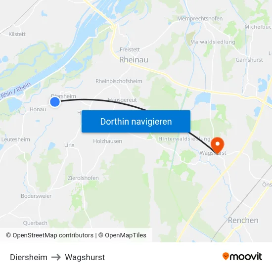 Diersheim to Wagshurst map