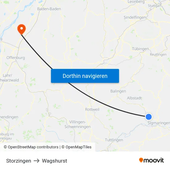 Storzingen to Wagshurst map