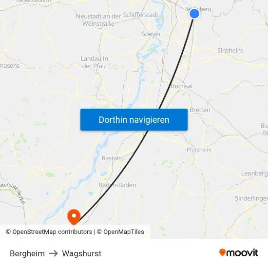 Bergheim to Wagshurst map