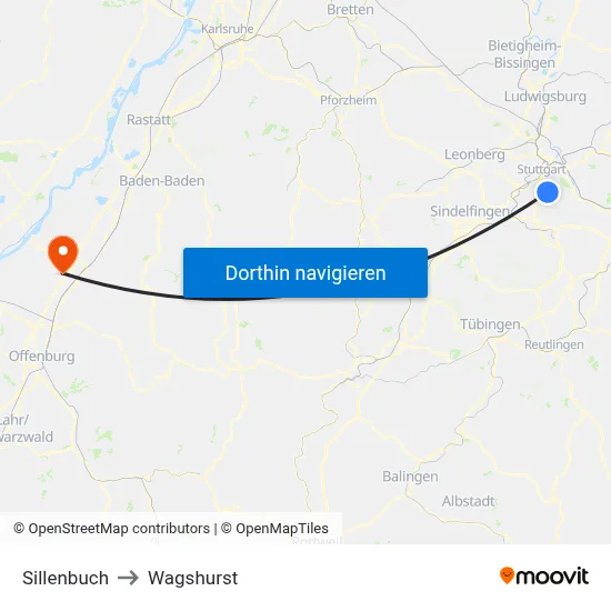 Sillenbuch to Wagshurst map