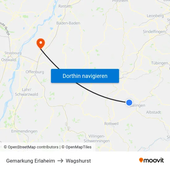 Gemarkung Erlaheim to Wagshurst map