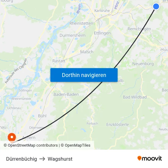 Dürrenbüchig to Wagshurst map