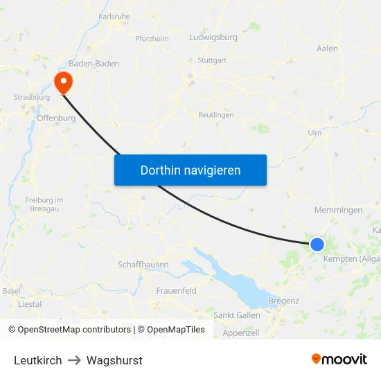 Leutkirch to Wagshurst map