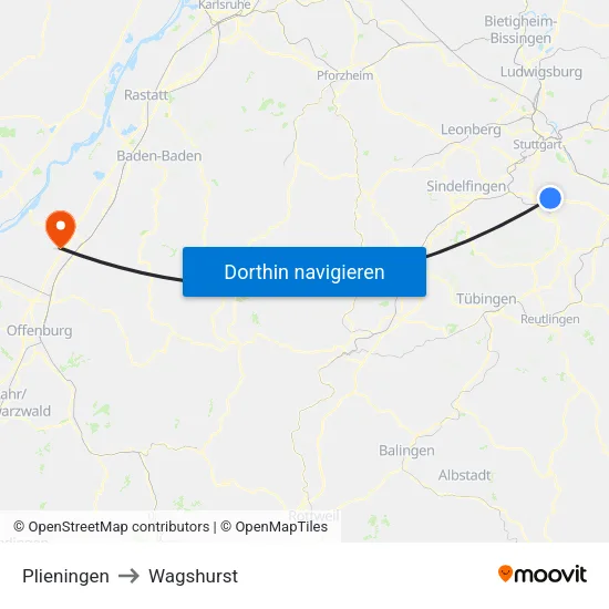 Plieningen to Wagshurst map