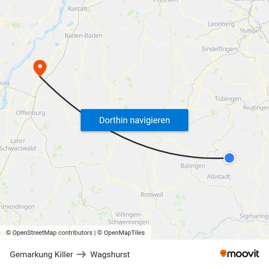 Gemarkung Killer to Wagshurst map