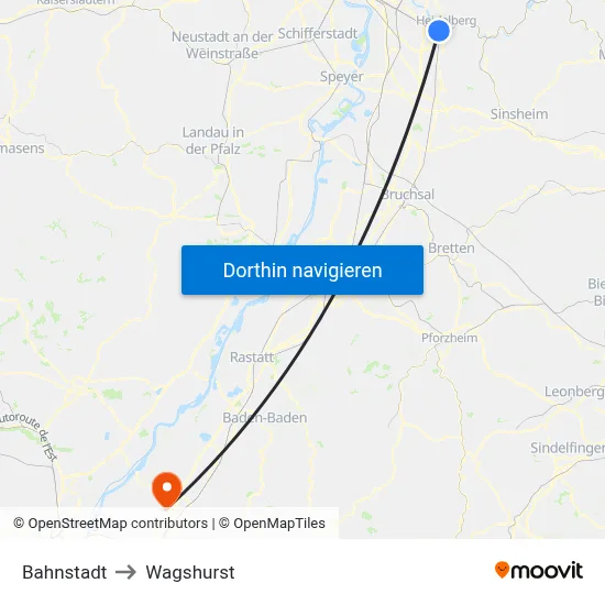Bahnstadt to Wagshurst map