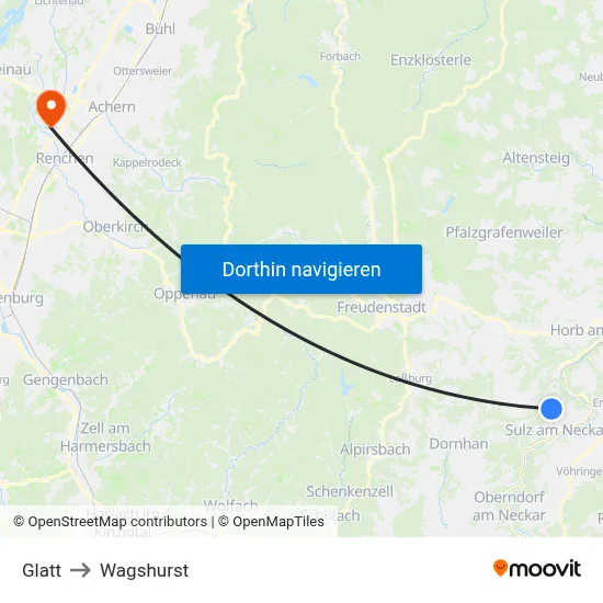 Glatt to Wagshurst map