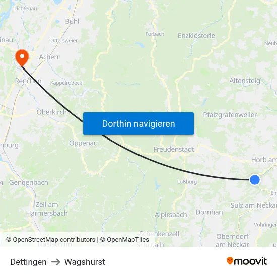 Dettingen to Wagshurst map