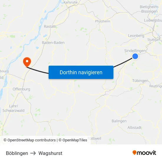 Böblingen to Wagshurst map