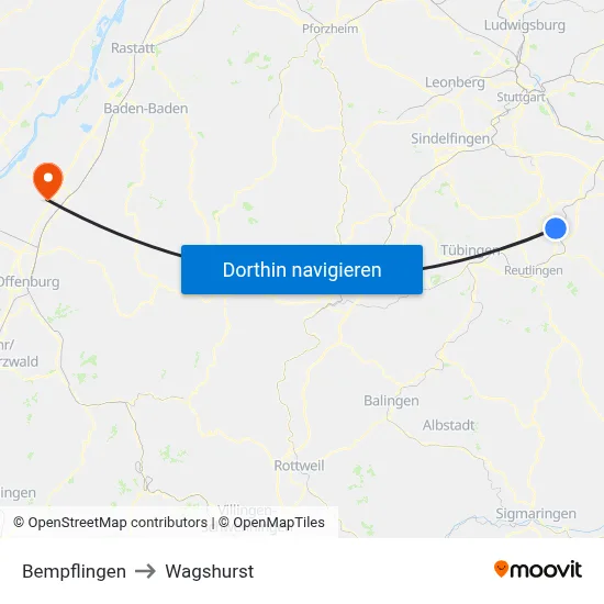 Bempflingen to Wagshurst map