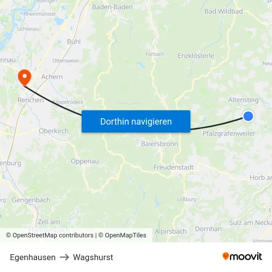 Egenhausen to Wagshurst map