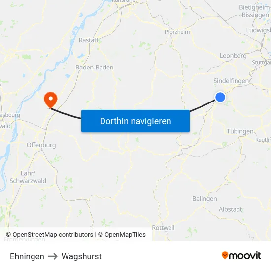 Ehningen to Wagshurst map