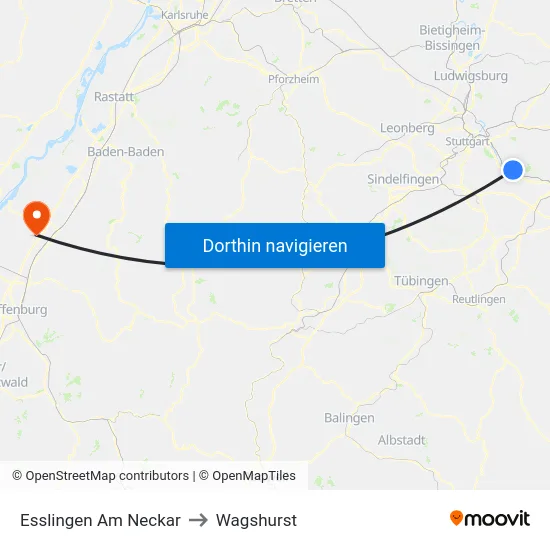 Esslingen Am Neckar to Wagshurst map