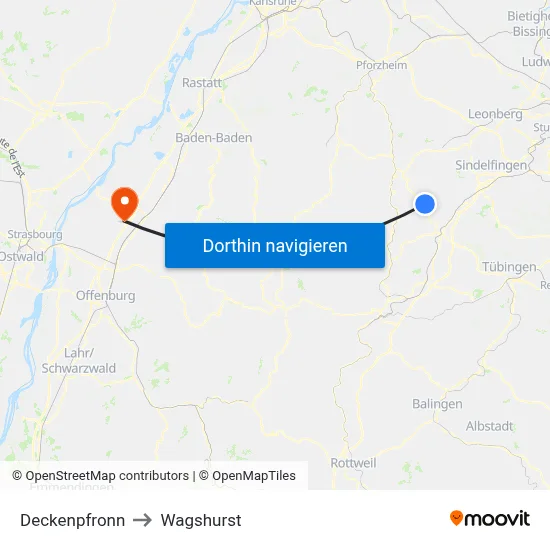 Deckenpfronn to Wagshurst map