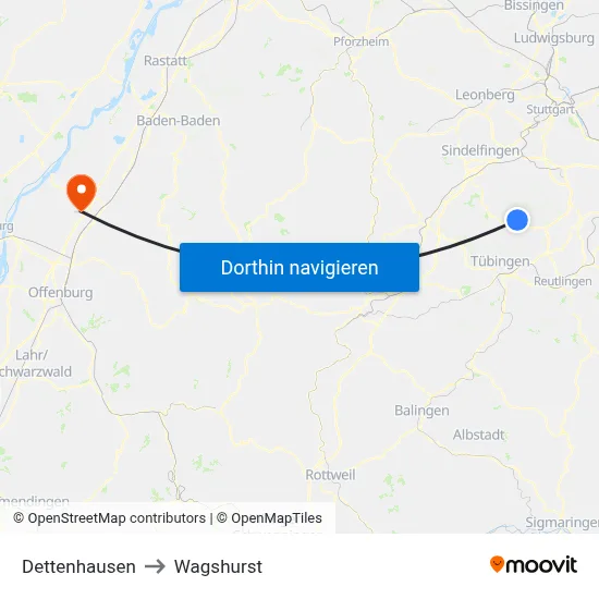 Dettenhausen to Wagshurst map