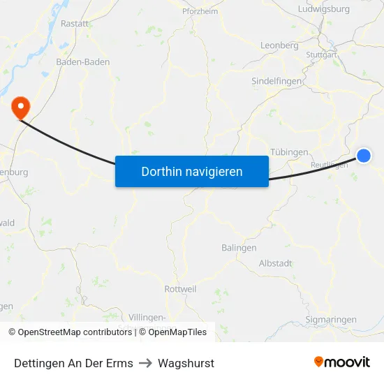 Dettingen An Der Erms to Wagshurst map