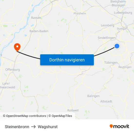Steinenbronn to Wagshurst map
