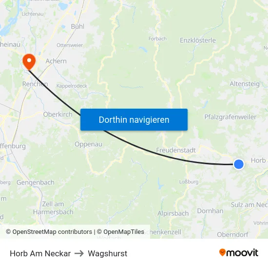 Horb Am Neckar to Wagshurst map