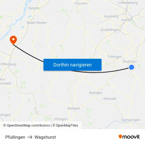 Pfullingen to Wagshurst map