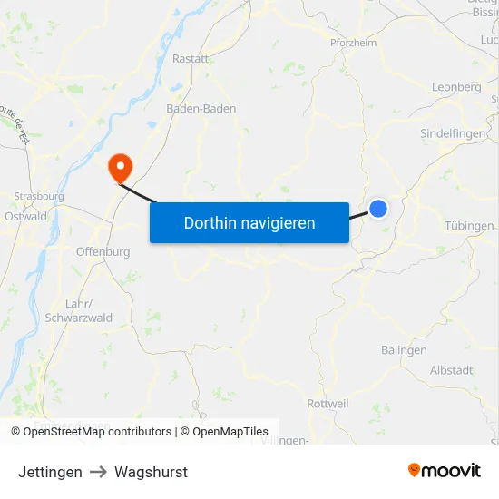 Jettingen to Wagshurst map