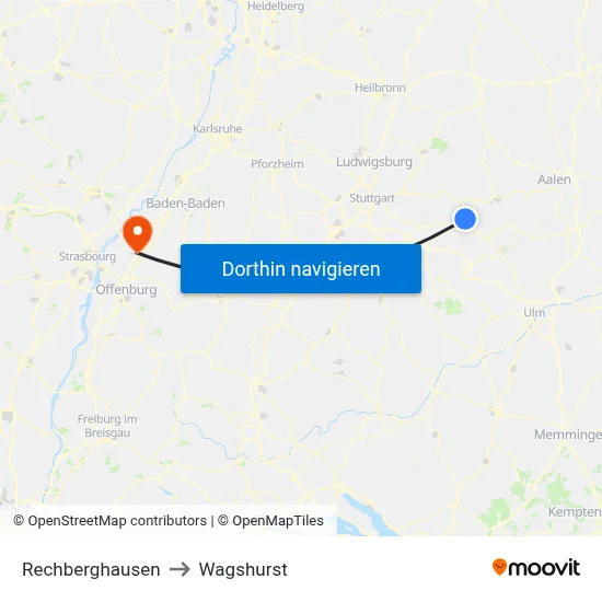 Rechberghausen to Wagshurst map