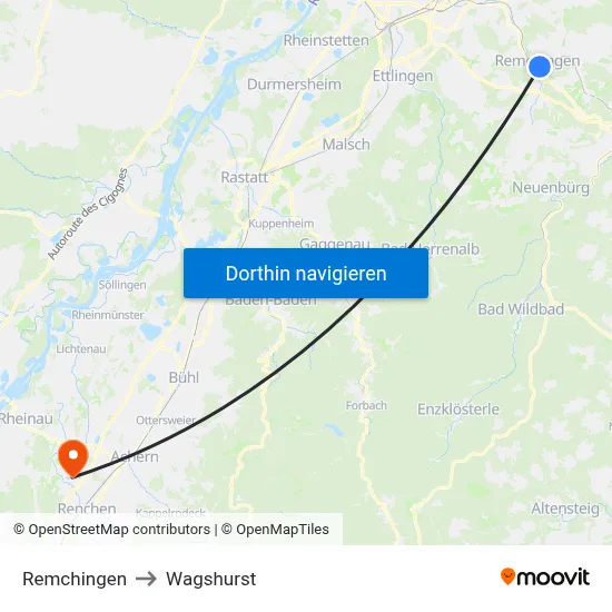 Remchingen to Wagshurst map
