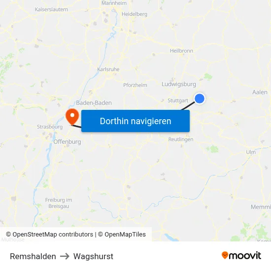 Remshalden to Wagshurst map