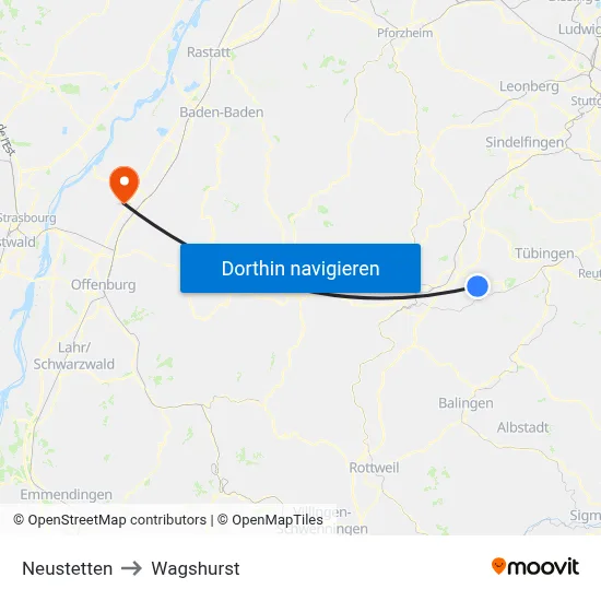 Neustetten to Wagshurst map