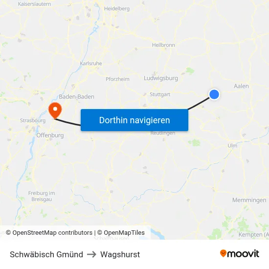 Schwäbisch Gmünd to Wagshurst map