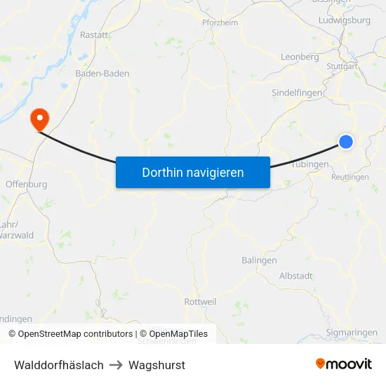 Walddorfhäslach to Wagshurst map