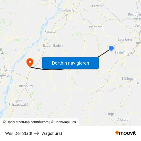 Weil Der Stadt to Wagshurst map