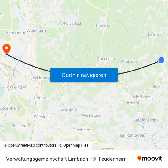 Verwaltungsgemeinschaft Limbach to Feudenheim map