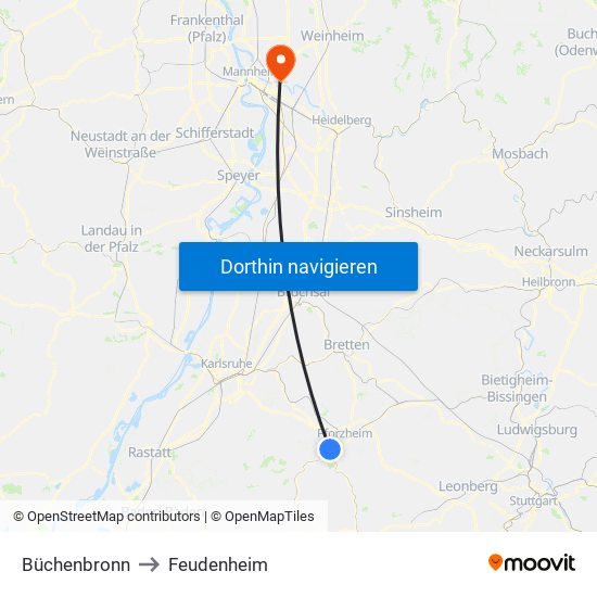 Büchenbronn to Feudenheim map