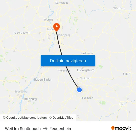 Weil Im Schönbuch to Feudenheim map