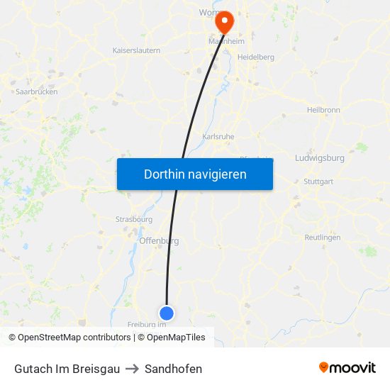 Gutach Im Breisgau to Sandhofen map