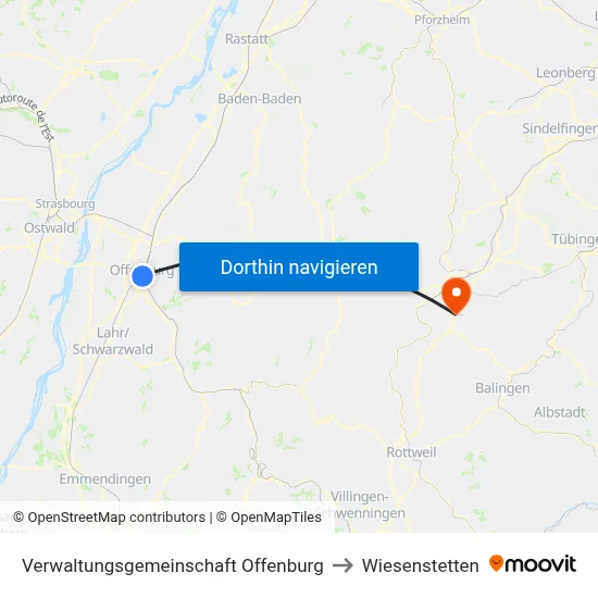 Verwaltungsgemeinschaft Offenburg to Wiesenstetten map
