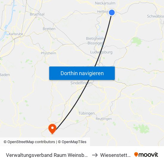 Verwaltungsverband Raum Weinsberg to Wiesenstetten map