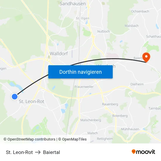 St. Leon-Rot to Baiertal map
