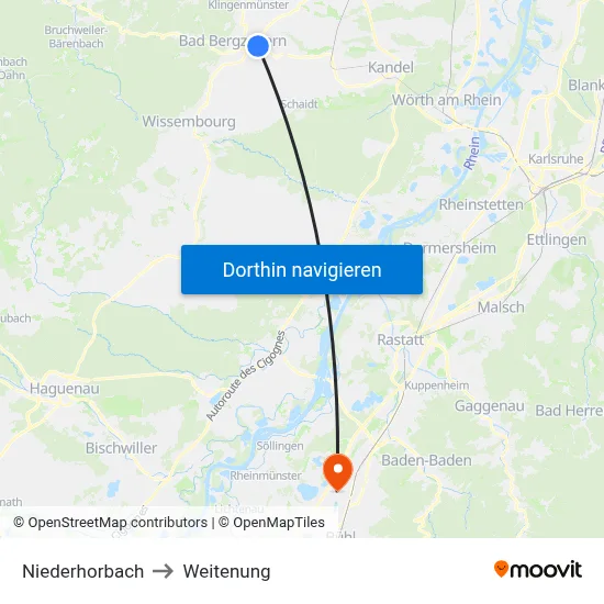 Niederhorbach to Weitenung map