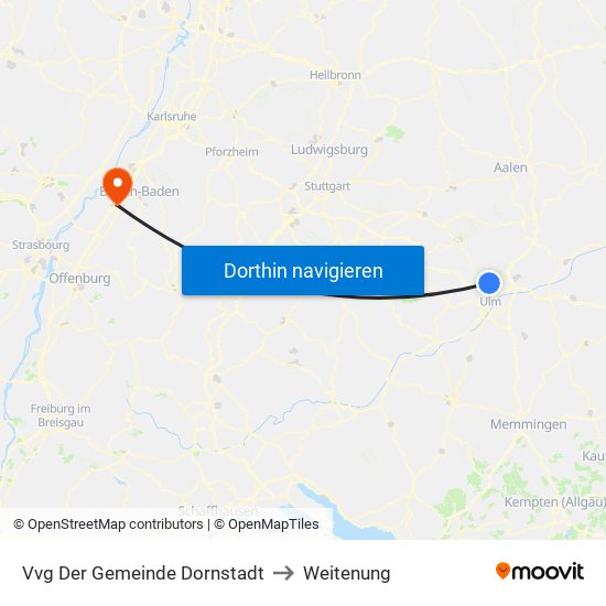 Vvg Der Gemeinde Dornstadt to Weitenung map