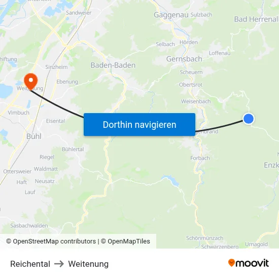 Reichental to Weitenung map