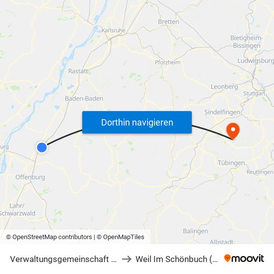 Verwaltungsgemeinschaft Oberkirch to Weil Im Schönbuch (Kernort) map