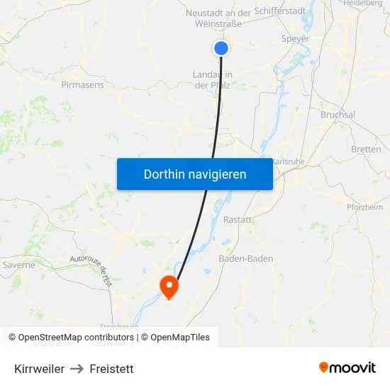Kirrweiler to Freistett map